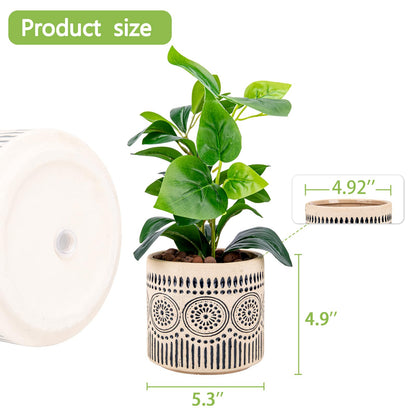Chonsun Ceramic Planter 4 Inch Plant Pots Indoor Outdoor Succulent Plant Pot Flower Pots Mid-Century Planter Ceramic Pot