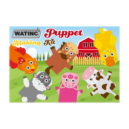 WATINC 6Pcs Hand Puppet Making Kit, Art Craft Felt Sock Puppet Toys, Creative DIY Make Your Own Pompoms Wiggle Googly Eyes Storytelling Role Play Party Supplies Gift for Girls Boys (Farm Animals A)