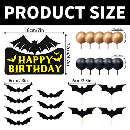 Superhero Cake Topper Bat Cake Decor - Happy Birthday Decorations for Hero Themed Party Supplies