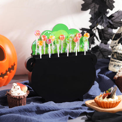 Cinnvoice Halloween Witch Cauldron Lollipop Holder Wooden Witch Cauldron Pot Cake Pop Stand with 13 Holes for Halloween Festival Party Supplies Indoor Outdoor Home Dessert Table Decoration