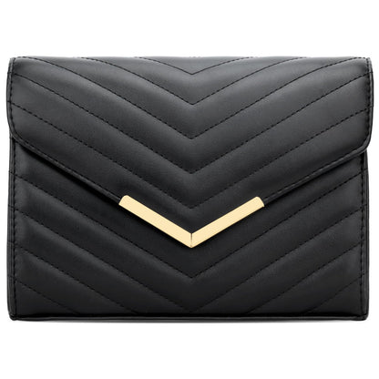 KKXIU Women Formal Vegan Leather Evening Envelope Clutch Purses and Handbags for Party Wedding Prom Bridal (A-Black)