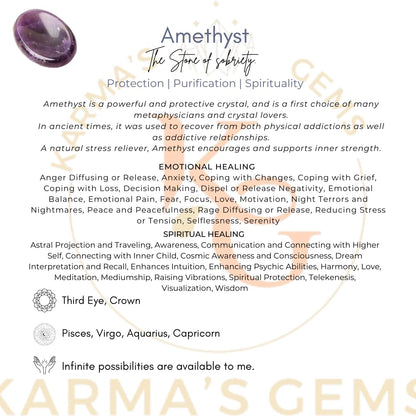 Amethyst - Rubbing Natural Thumb Worry Stone - Hold in Your Hand for Relaxation or Anxiety Relief - Enhance Meditation, Aid in Healing the Mind, Body and Spirit