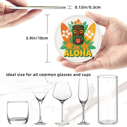 6 Pcs Leather Coasters for Drinks with Holder Sunflower Cute Bee Gnomes Coaster Sets Drink Table Cup Coasters for Kitchen Coffee Decor