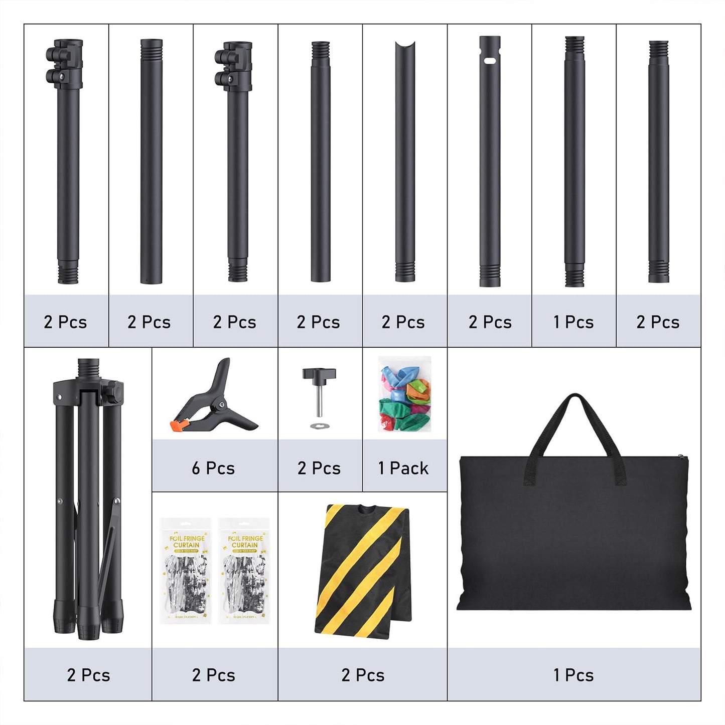 Backdrop Stand Kit - 6 Widths, 10x7.5ft Adjustable Background Stand for Parties & Studio Photography