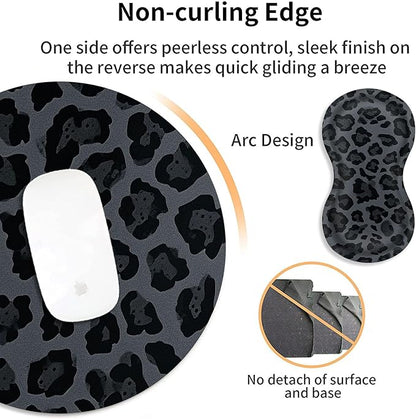 Mouse Pad+Mouse Wrist Rest Support Set+Coaster,Memory Foam Ergonomic Easy Typing Pain Relief,Non-Slip Rubber Base Small Mousepad for Computer,Laptop,Home & Office,Leopard Print
