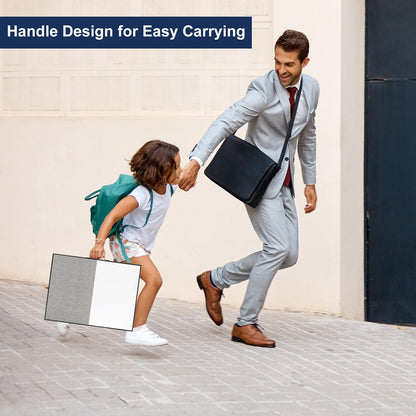 Small White Board Cork-Board Combo - 16 X 12 inches Gray Linen Board & Magnetic Dry Erase Board for Wall, Mini Bulletin Cork Board with Holder for Office, Home and School