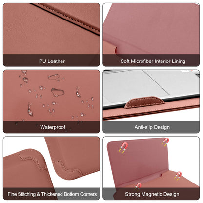 RoYiio 13-13.3-14 Inch Laptop Sleeve Case with Stand Feature Cover PU Leather Slim Bag for MacBook Pro 14" M5/M4/M3/M2/M1 & Pro/Max, MacBook Pro 13" M2/M1, MacBook Air 13" M5/M4/M3/M2/M1 (Dark Pink)