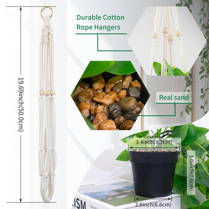 LUZOGA Fake Pothos in Rope - Hanging Pot, Artificial Pothos Plants for Home Decor Indoor Macrame Plant Hanger with Faux Vine Hanging Planter Greenery for Bedroom Bathroom Kitchen Office Decor