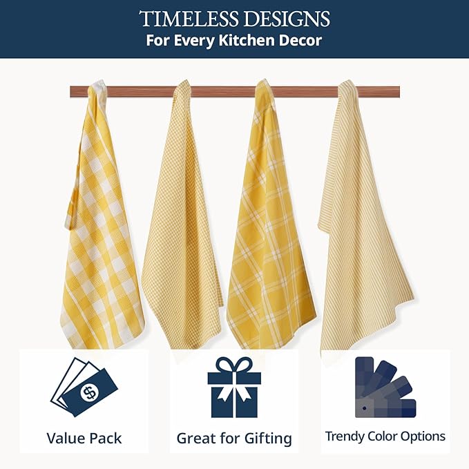 LANE LINEN Cotton Kitchen Towels Set, Quick-Drying Dish Towels