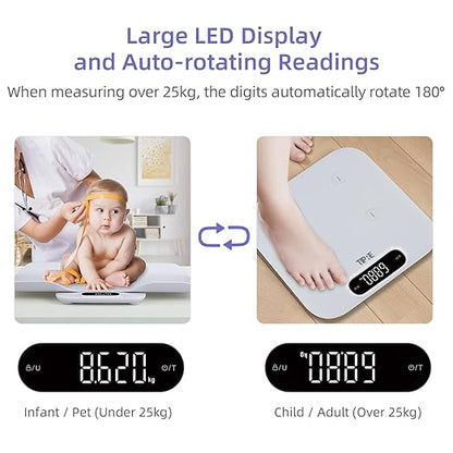 TIPRE Baby Weight Scale, Infant Scale with Detachable Tray, Pet Scale for Cat Dog, Multiple Weighing Scale for Toddler, Children, Pet and Adult Auto-Rotation LED Screen, Up to 400lb/180kg