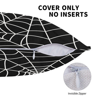 Wsunsal Halloween Pillow Covers 18x18 Inch Set of 2, Black Spider Web Decor Throw Pillows Holiday Halloween Outdoor Decorative Pillows Square Linen Cushion Covers for Home Bed Couch Sofa