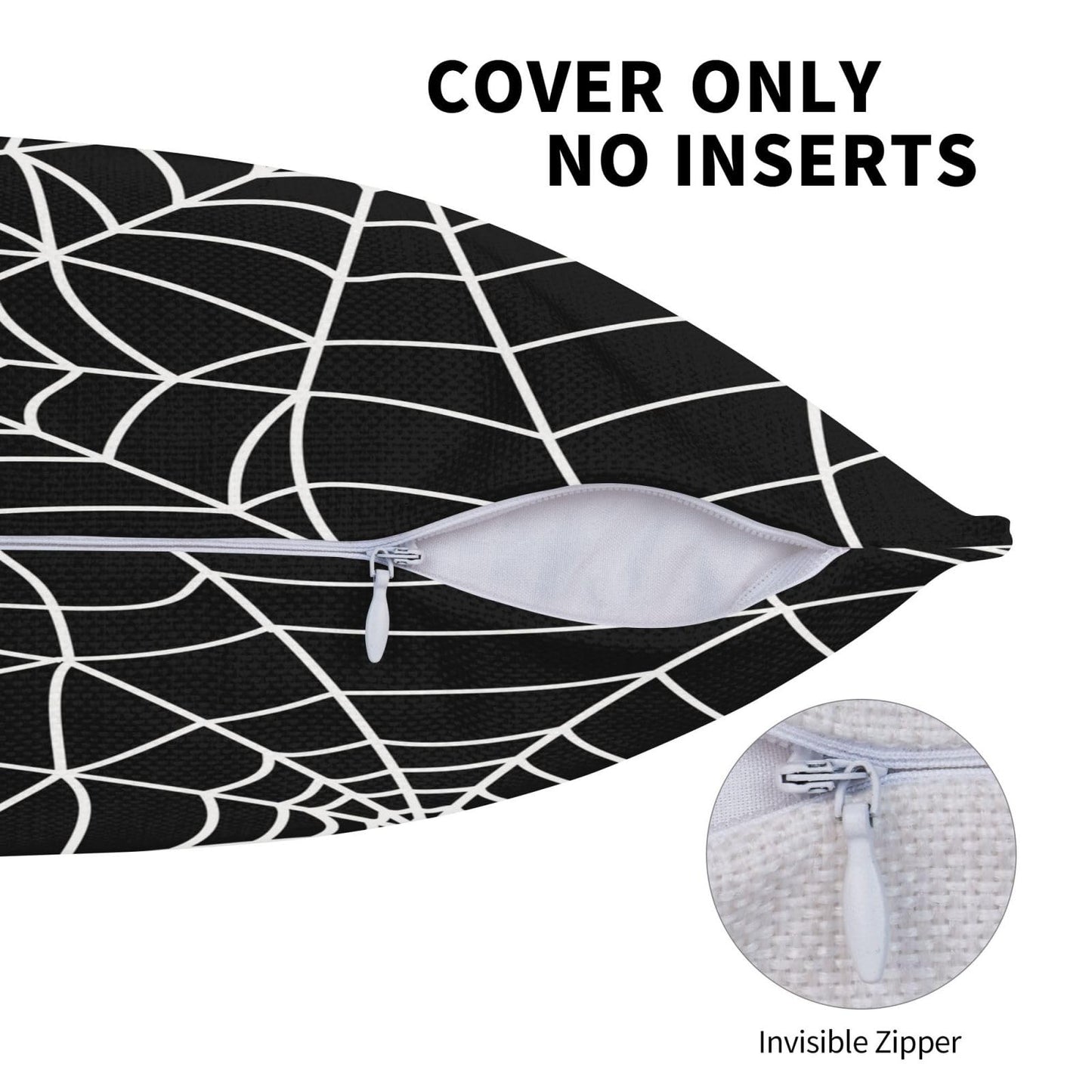 Wsunsal Halloween Pillow Covers 18x18 Inch Set of 2, Black Spider Web Decor Throw Pillows Holiday Halloween Outdoor Decorative Pillows Square Linen Cushion Covers for Home Bed Couch Sofa