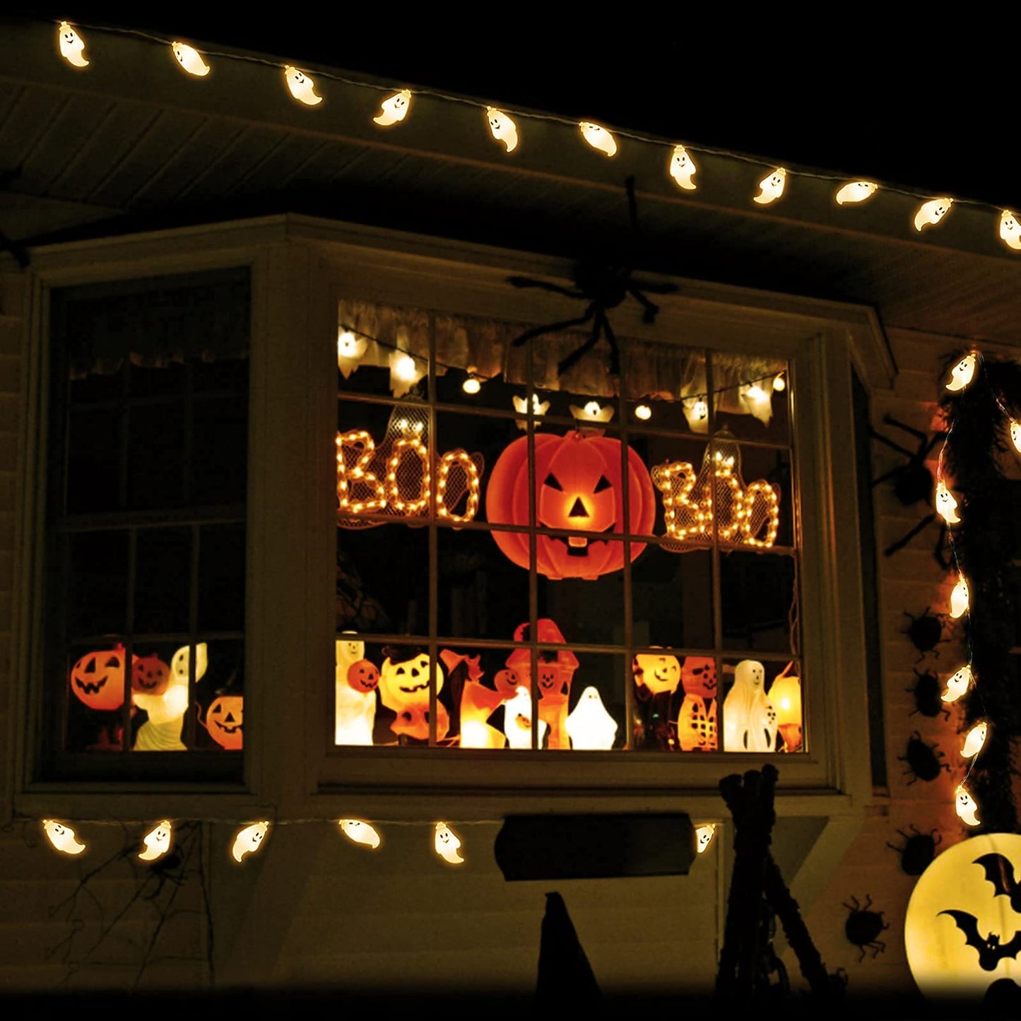 JMEXSUSS 30 LED Halloween String Lights, Cute Battery Operated Ghost String Lights Indoor for Fireplace Party Porch Room Halloween Decorations (Warm White)