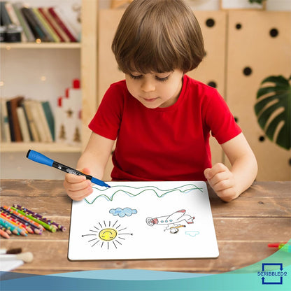 Scribbledo 24 Pack Small Dry Erase Boards for Students, Mini White Boards 9 x 12 Double Sided, Classroom Whiteboards for Kids, School, Teachers Student Lapboards with 24 Erasers