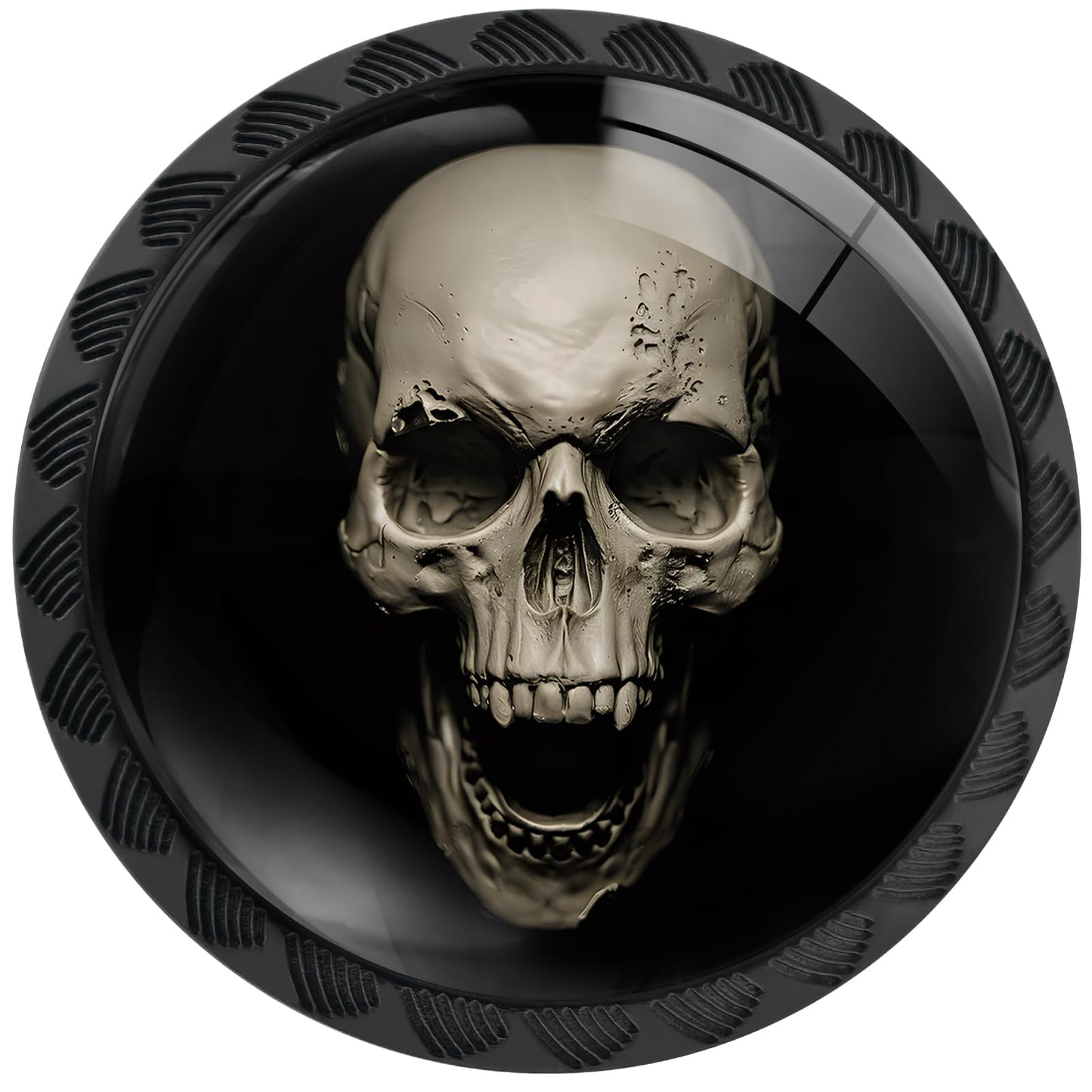 Artinhand 4 Pack Gothic White Skull Cabinet Knobs for Kitchen Bathroom