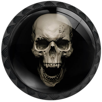 Artinhand 4 Pack Gothic White Skull Cabinet Knobs for Kitchen Bathroom