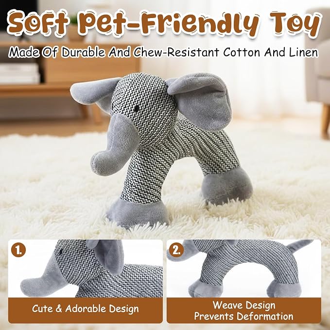 Pet Lori Linen SafariCompanions,Linen Safari Squeaky Dog Chew Toy,Robust Indestructible Dog Stuffed Toy for Small Medium Dogs,with Squeaker-Dog