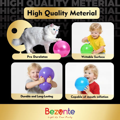 Bezente Pro Duralatex Purple Balloons - 100 Pack 12 inch Extra-Thick Purple Balloons for Long-Lasting Professional Party Decorations, Large Wedding Graduation Halloween Birthday Party