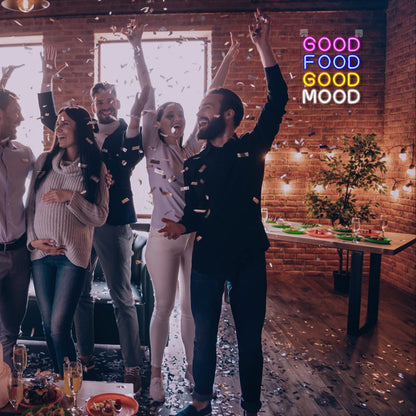 Horseneon Good Food Good Mood Neon LED Sign, Food Neon Signs for Wall Decor, Good Food Good Mood Neon Light with USB Powered for Snack Shop, Restaurant, Fast Food