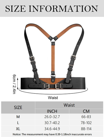Happy Cherry Harness Belt for Women Punk Belt PU Leather Fashion Accessories for Dress Blouses