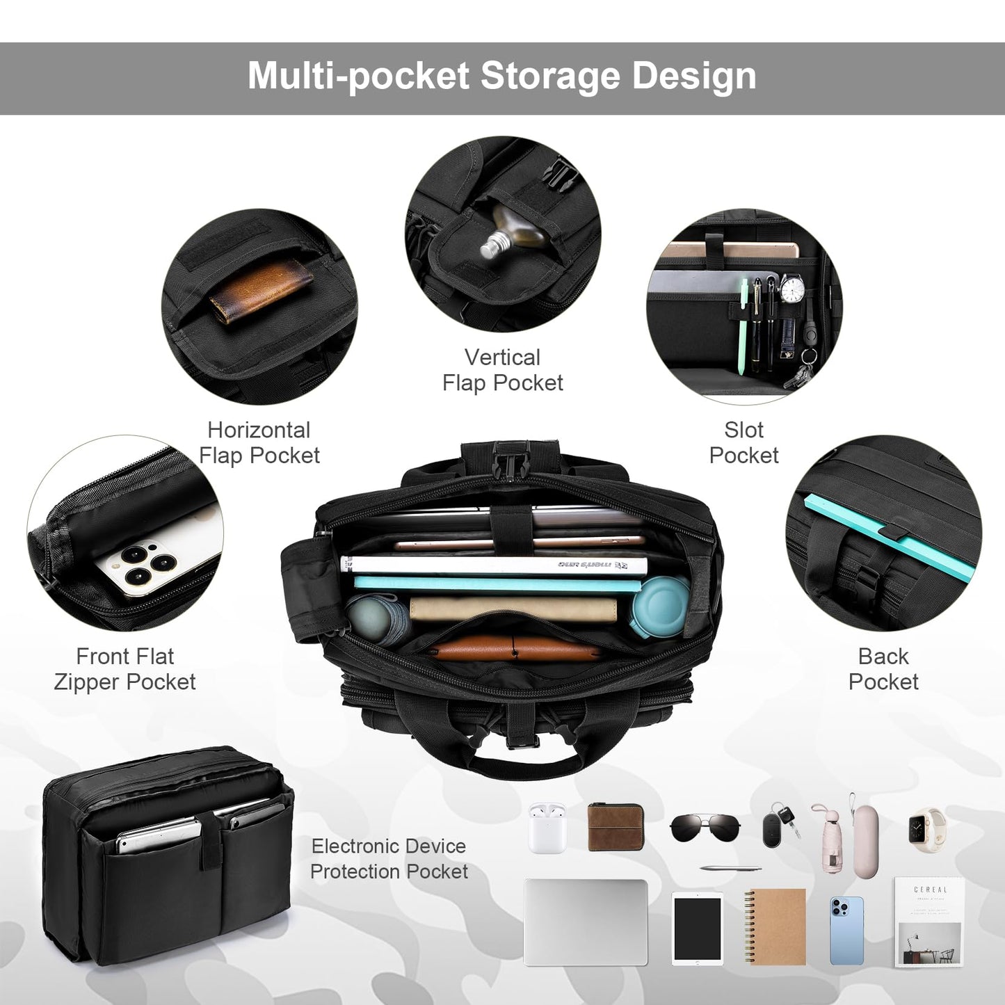Stypos Tactical Messenger Bag, Tactical Briefcase for Man Military Laptop Bag 15.6/17.3 Inch Messenger Shoulder Bag