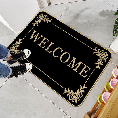 Welcome Mats Duty Sturdy Front Door Mat for Home Entrance Indoor and Outdoor, Garage and Garden Outside Entryway Floor Mat, Non Slip, Fade Resistant, Easy Clean 17 x 29 Inch (Black)