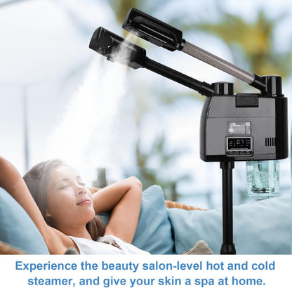 Professional Facial Steamer, 2 in 1 Facial Steamer, Esthetician Steamer with Hot&Cold Nozzle,Digital Face Steamer for Home Beauty Salon Spa