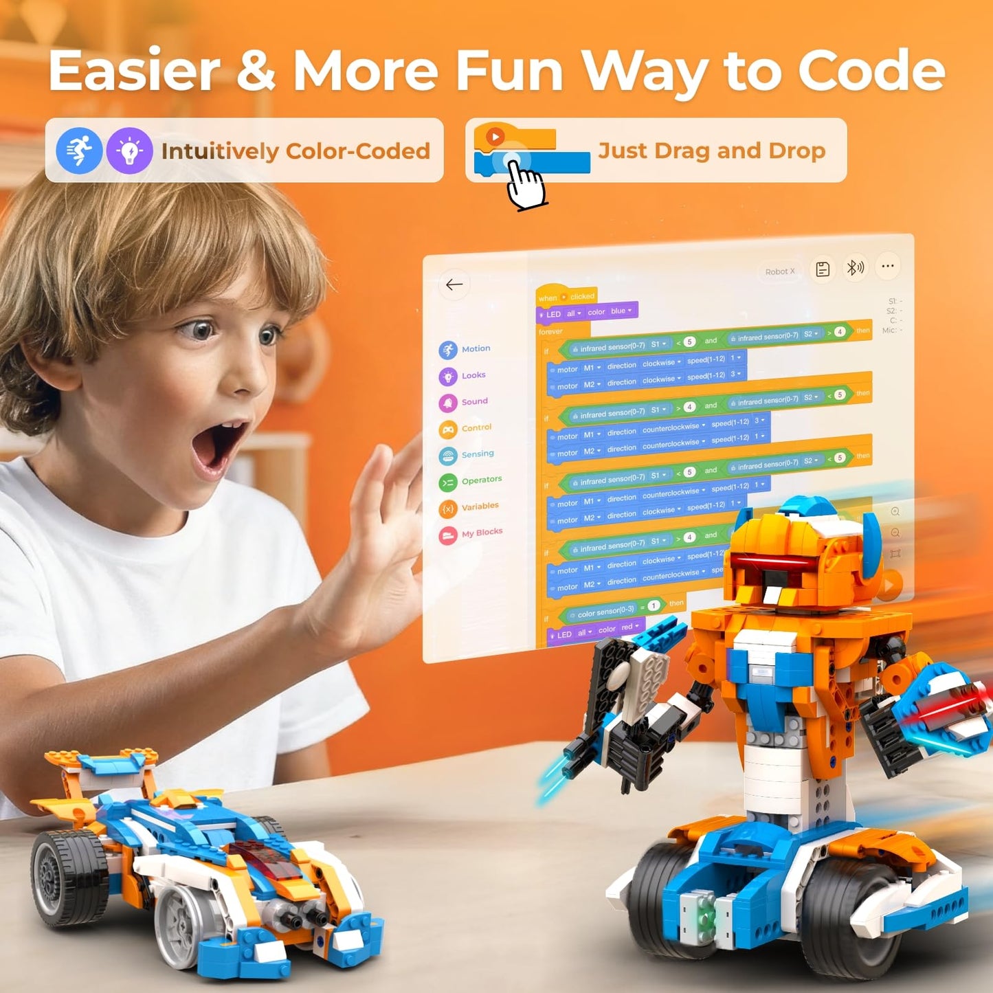 Apitor STEM Robotics Kits, Educational Toy Science Kits with Storage Box, App RC Toys Coding Robots for Kids 8 9 10 11 12 Years Old