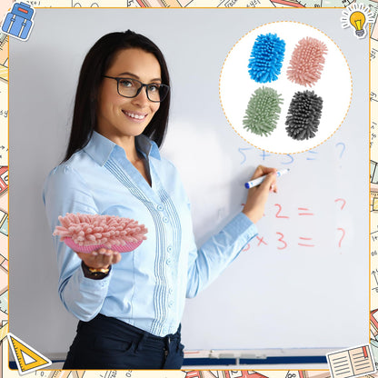 Jspupifip 12 Pcs Dry Erase Shag Eraser Microfiber Shag Whiteboard Eraser Magnetic Dry Erase Washable for Markers Chalk Home Classroom Office Supply, Blue Gray Light Pink Green
