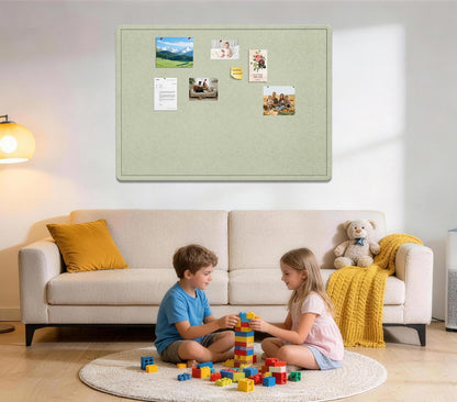 Large Bulletin Board, 60 X 36 inches Cork Board with 30 Pushpin, 5' x 3' Felt Cork Board Notice Pin Board, Self-Adhesive Vision Board Mood Board Foldable Photo Board for Wall - Sage Green