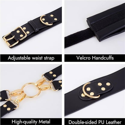 LUXINGLU Punk Leather Thigh Harness,Women Punk Belts PU Leather for Women, Waist Leg Garter for Halloween, Party, Nightclub(Black)