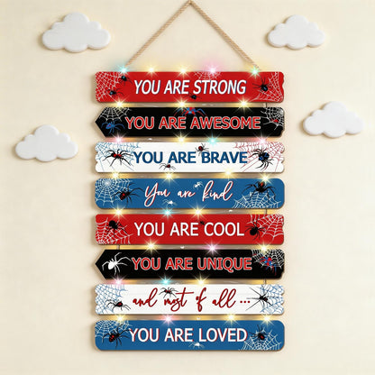 Spider Room Decor with LED Lights Bedroom Boys Room Wall Decor Children Inspirational Motivational Wall Art Wooden Wall Decor Little Boy Kids Room Interior Decor Toddler Room Sign
