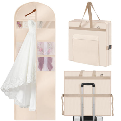 TANGKA Upgraded Version 72" Wedding Dress Garment Bag Dress Bags for Gowns Bridal Dress Travel Bag with 12”Gusseted and Accessory Pockets for Wedding Dress, Puffy Gowns, Equipped with Shoulder Straps