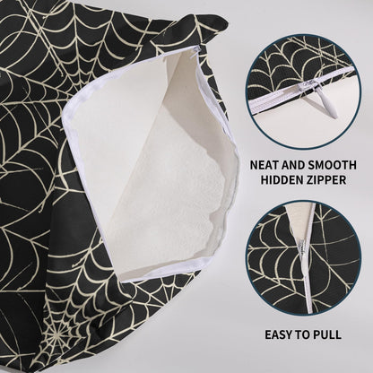 Halloween Spiderweb Pillow Covers 18x18 Set of 2 Black White Spider Web Outdoor Decorative Throw Pillows Halloween Scary Themed Farmhouse Pillowcases Linen Cushion Case Decor for Home Sofa Couch Bed