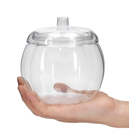 HANZE Appreciation Gifts for Teacher Women - Pumpkin Shaped Container with Lid, Plastic Pumpkin Jar for Candy, Treats, Spices, Party Ornaments, Halloween Decorations, Gift Box - Clear (2 Pack)