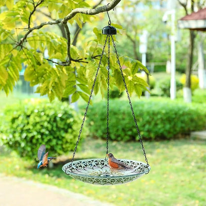 MUMTOP Hanging Bird Bath-Bird Baths for Outdoors - 12 Inch Glass Bird Water Bowl Bird Feeders for Outside, Garden, Lawn Yard Decor