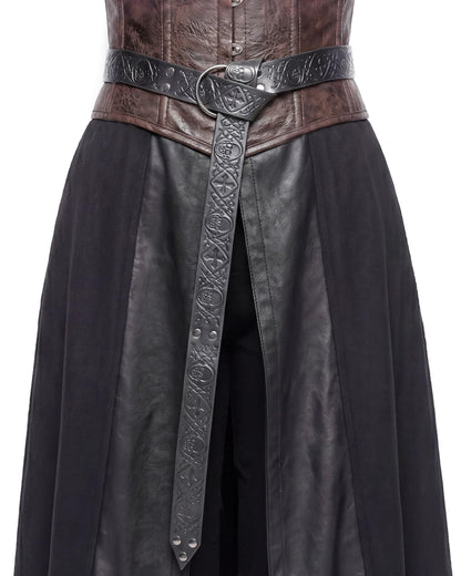 CoTeeZa Medieval Renaissance Leather Belt - Vintage Gothic Skull Cross Punk Black Style Waist Belts for Men Women Cosplay LARP Renfaire Viking Knight Costume Accessory