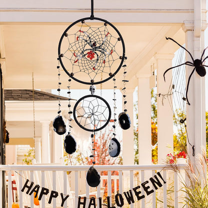 Spider Dream Catchers Black Gothic Dream Catcher Wall Hangings Vintage Crystal Suncatcher Hanging Window Panel Ornaments for Adults Boys