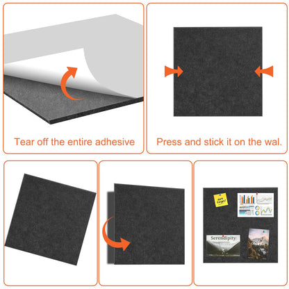 Cork Boards for Walls 48" x 36" Felt Board Alternative, 12 Pack Felt Wall Tiles Bulletin Board, Large Cork Board for Office Pin Board Tack Board Cork Boards