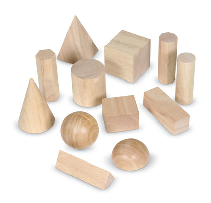 Learning Resources Geometric Solids, Wooden Shapes, Set of 12 Geometric Shapes, Ages 6+