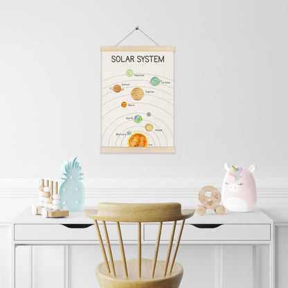 Koesus Solar System Nursery Wall Art Poster Hanger Frame 12x16 Inch, Space Solar Planets Educational Canvas Pictures Prints Framed Wall Decor for Classroom Toddler Kids Nursery Bedroom Playroom