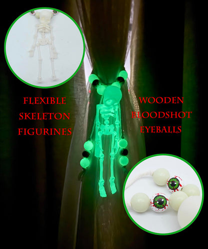 Halloween Curtain Tiebacks Glow in The Dark Skeleton Curtain Holders for Halloween Decor, 2pcs