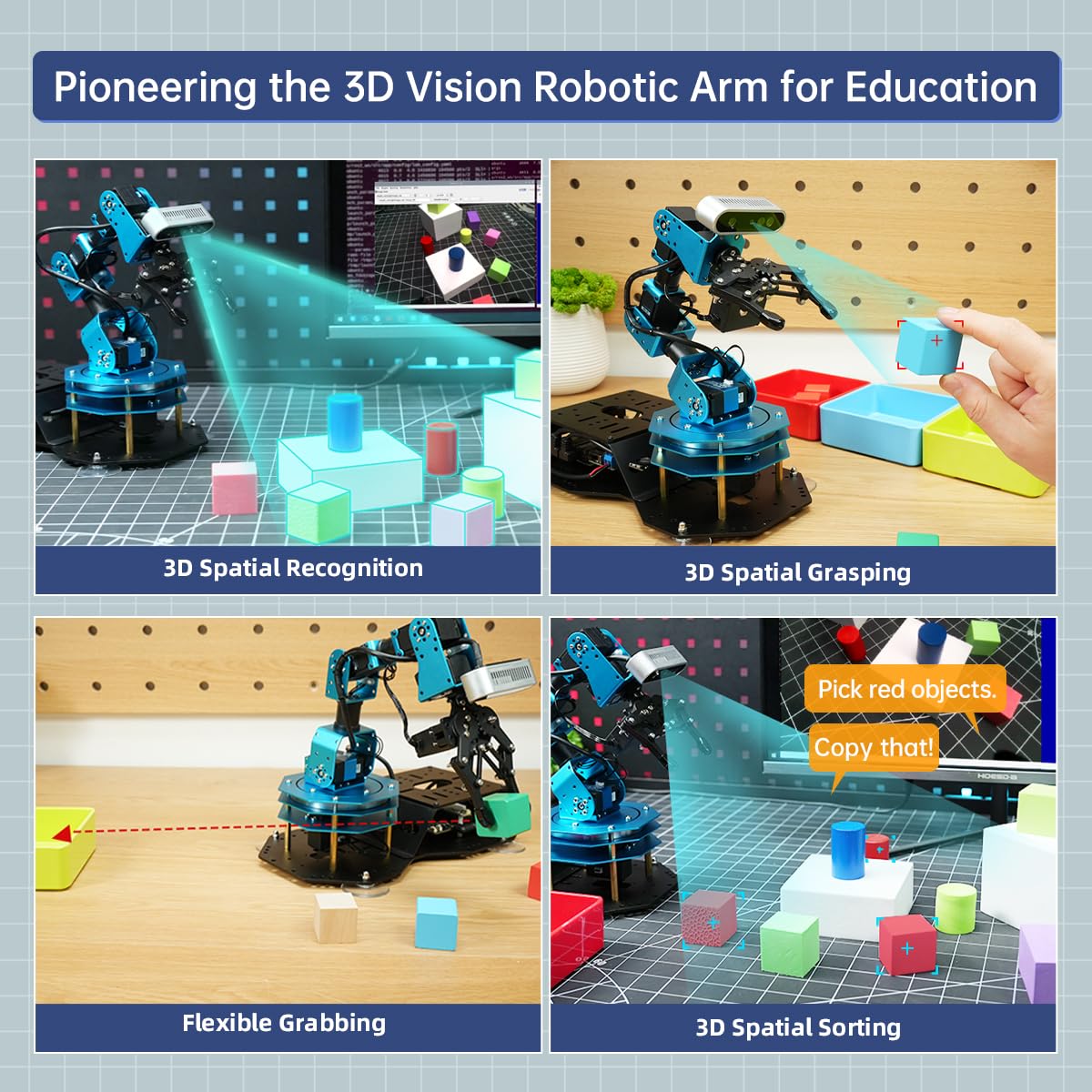 ArmPi Ultra Robotic Arm with ROS2 ChatGPT Large AI Models Embodied Intelligence, Hiwonder 6DOF Programming Robot Arm ROS Education AI Vision Voice Scene Understanding, Advanced Kit & RaspberryPi5 8GB