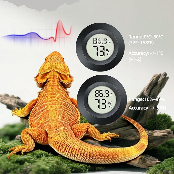 Bearded Dragon Carrier, Reptile Travel Bag with Built-in Thermometer Hygrometer, Breathable Small Animal Carrier with Clear View Window, Portable Guinea Pig Carrier for Gecko, Snake, Hamster