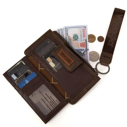 Montana West X Wrangler Minimalist Wallet Women Card Cases & Money Organizers Wristlet with Wallet Large Clutch with Coin Purse Smooth Zipper and Rfid Lining