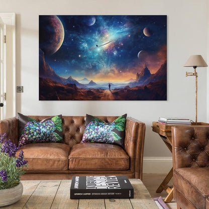 JHXNJDPOST Solar System Astronaut Poster Space Canvas Wall Art Aesthetic Decorative Painting Living Room Restaurants, Pool Halls And HotelsA 12x18inch(30x45cm)