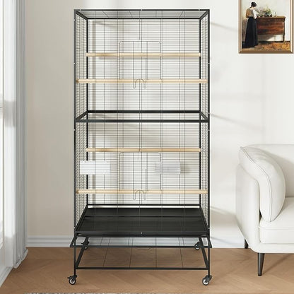 Garvee 66in Extra Large Bird Cage, Rolling Parrot Cage with Feeding Accessories, Metal Parakeet Cage for Parrots, Parakeets, Conures, Parrot
