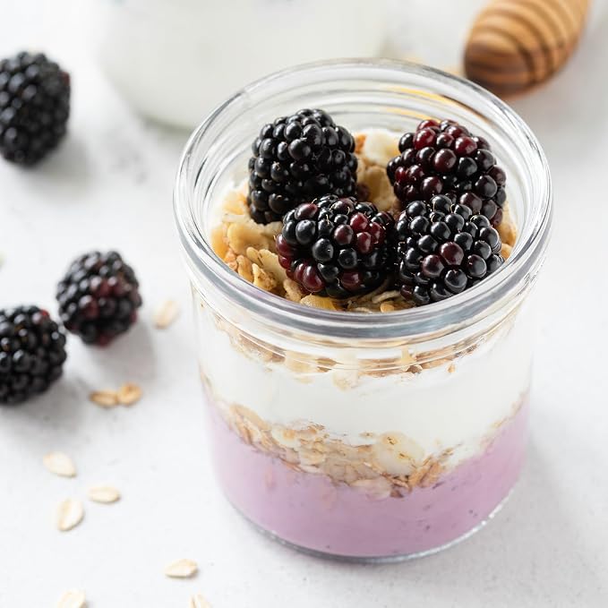 SHOWIN Overnight Oats Containers with Lids, 16oz Glass Jars with Lids 2 pcs, Milk White, Wide Mouth Mason jars for Salad, Yogurt, Snacks, Meal Prep