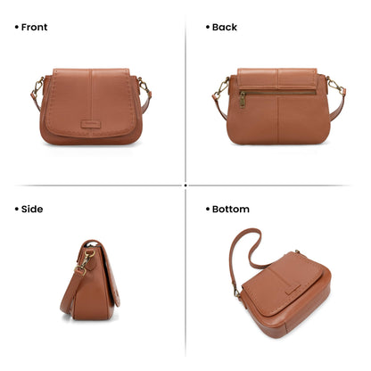 befen Genuine Leather Crossbody Purse for Women Brown Purse RFID Crossbody Bag for Travel Soft Real Leather Saddle Bags with RFID Blocking Trendy Medium Purses Women's Shoulder Handbags for Everyday