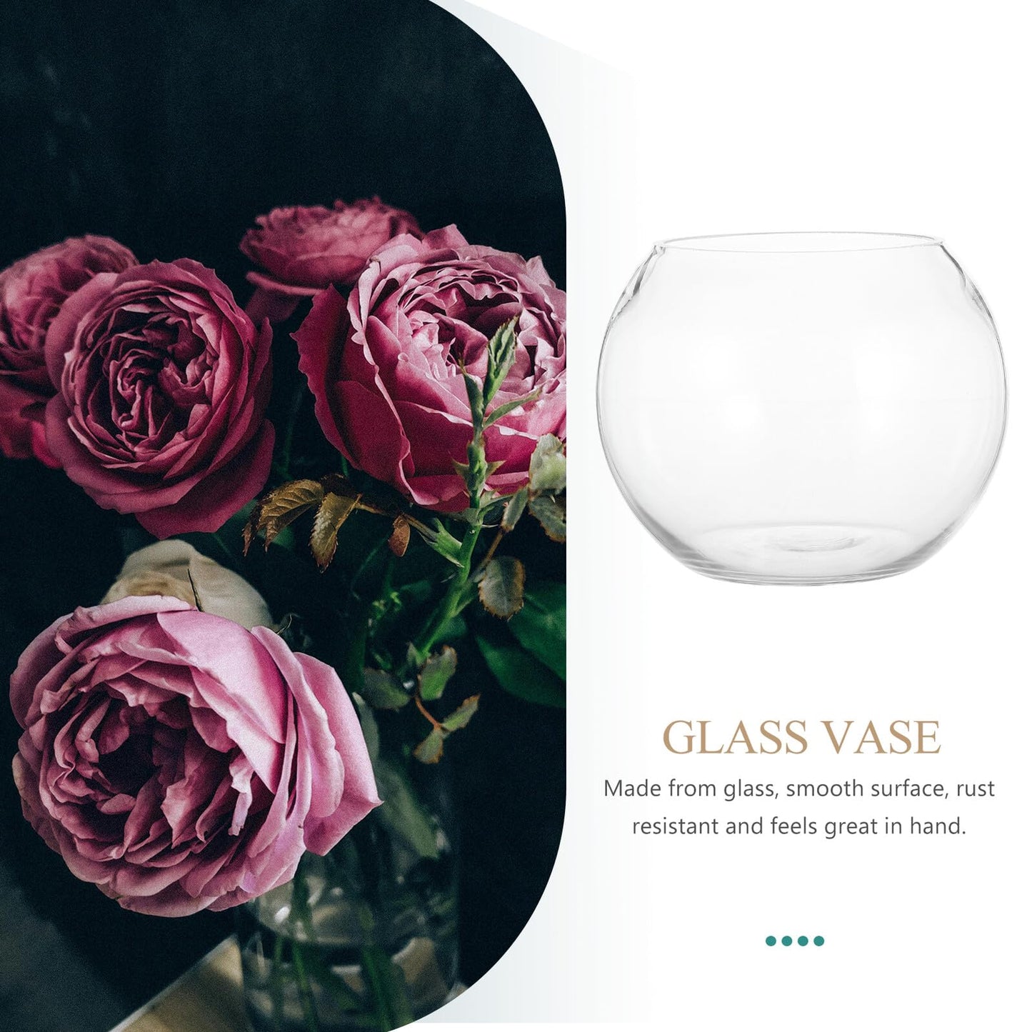 GANAZONO Glass Fish Bowl Vase 15cm Round Glass Hydroponic Flower Pot Terrarium Air Plant Holder for Home Office Succulent Planter